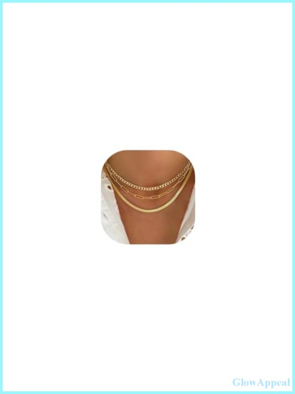 Layered Gold Plated Necklace Set Herringbone Paperclip Cuban Link Chain